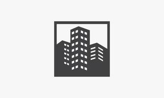 Logotipo de icono de edificio de ciudad cuadrada aislado sobre fondo blanco. vector