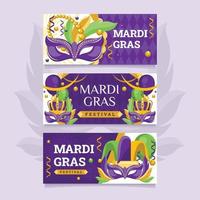 Mardi Gras Mask Banner Design Element vector