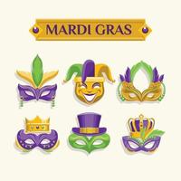 conjunto de iconos de máscara de mardi gras vector