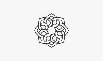 line icon interlocking mandala isolated on white background. vector