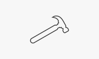 line icon hammer on white background. vector