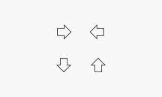 conjunto de iconos de línea simple flecha derecha izquierda arriba abajo. vector