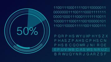 Cyber concept code with loading circle on blue background