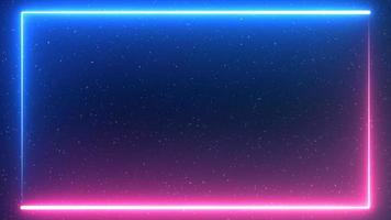Blue space with stars with neon border background photo