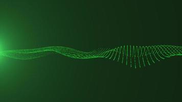 Green spinning wave particles technology concept photo