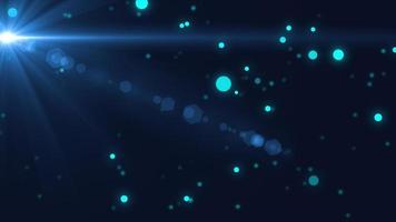 Blue floating forward particle with moving flare background photo