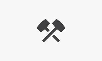 crossed blacksmith hammer icon. isolated on white background. vector