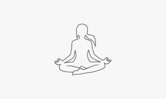 icono de línea mujer pose yoga aislado sobre fondo blanco. vector