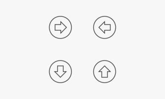 line circle icon set arrow right left up down on white background. vector