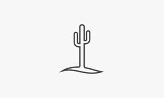 line icon tree cactus isolated on white background. vector