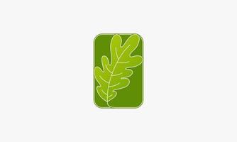 green oak leaf logo isolated on white background. vector