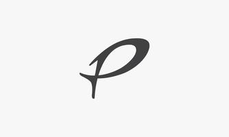 P fish lines logo design concept vector