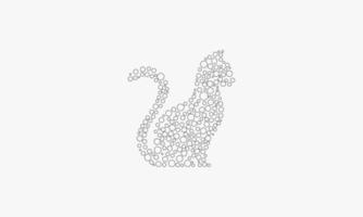 line icon dotted bubble cat isolated on white background. vector