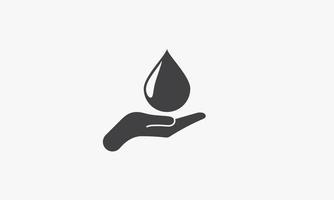 hand waterdrop icon isolated on white background. vector