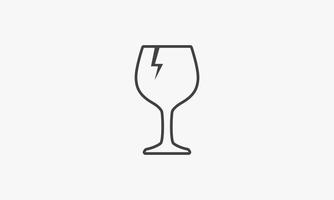 icono de línea fargile wineglass aislado sobre fondo blanco. vector