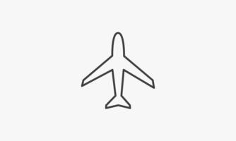 icono de línea avión simple aislado sobre fondo blanco. vector