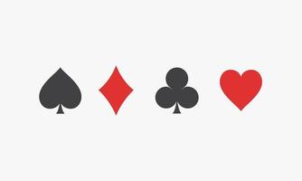 playing card spades diamonds clubs hearts icon symbol. isolated on white background. vector