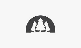 Logotipo semicircular del icono del árbol de pino del espacio negativo. concepto verde. vector