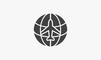 plane globe icon. vector illustration.