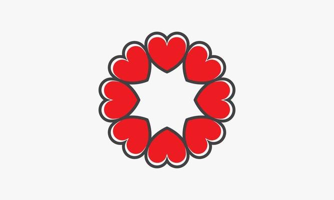 wreaths heart flower line on white background.