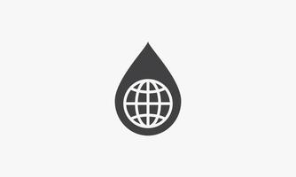 water drop with globe. design vector illustration. creative icon.