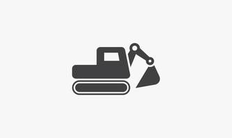 excavator digger icon design flat vector illustration. isolated on white background.