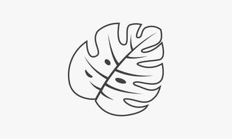 line icon monstera leaf isolated on white background. vector
