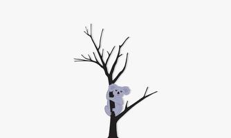 Koala de árbol con sombra aislada sobre fondo blanco. vector