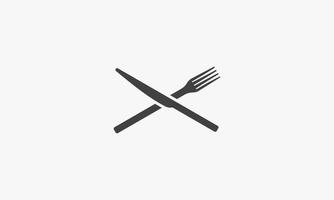 knife and fork crossed vector illustration on white background. creative icon.