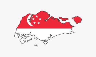 Diseño de vector de bandera de mapa de Singapur sobre fondo blanco