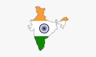 Diseño de vector de bandera de mapa de India sobre fondo blanco