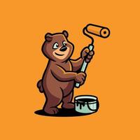 Little Bear Painting Wall Cartoon vector