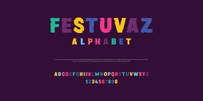 FESTUVAS Make a font alphabet custom for festival colorfull vector