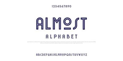 name is ALMOST alphabet, rustic font with line in the middle vector