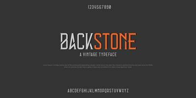 BACKSTONE Minimalist alphabet design vector illustration of typeface.