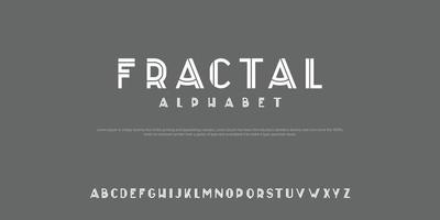 Fractal Simple classic LINE font vector illustration of alphabet letters.