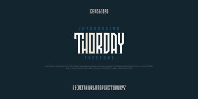 Thorday Retro simple font. Alphabetical design typeface. vector