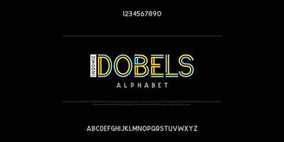 Idobels tipo de letra alfabeto de doble línea conjunto de fuentes abstractas modernas. vector