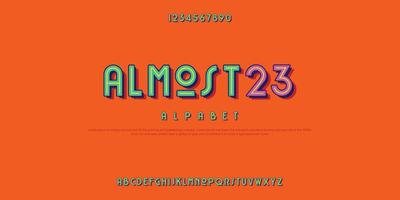 ALMOST 23 font custom buddle retro style vector