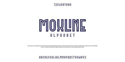 MOXLINE vector alphabet, rustic font with line in the middle with shadow