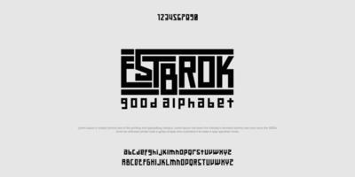 ESTBROK Custom simple font. Alphabetical design typeface. vector