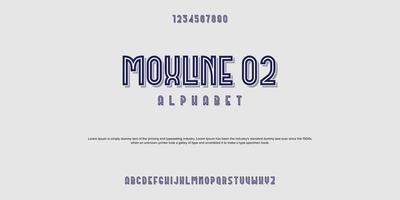 MOXLINE 02 vector alphabet, rustic font with line in the middle with shadow