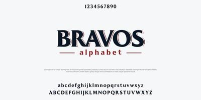 Bravos Elegant alphabet letters font and number. Classic Lettering Designs vector illustration