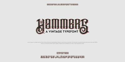 HAMMERS Classic and vintage alphabet typography. Vector illustration font set. Timeless typeface.