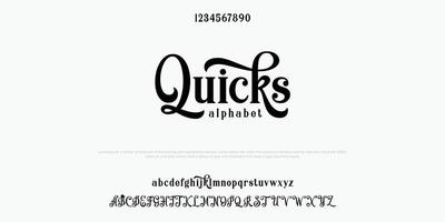 paquete de fuentes personalizadas quicks script serif. ilustración vectorial alfabeto vector