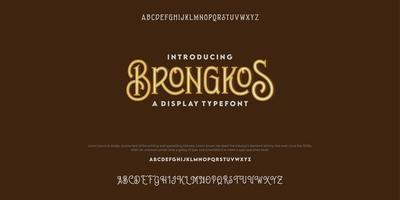 BRONGKOS Typography vintage elegant. Vector illustration word. Typeface design a to z.