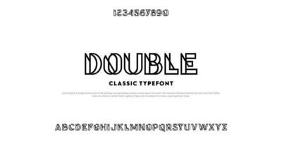 DOUBLE Typeface double line alphabet modern abstract font set. vector