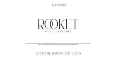 Rooket Simple classic design font vector illustration of alphabet letters.