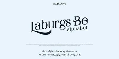 Laburgs Be Abstract minimal Serif alphabet fonts. Typography technology vector illustration