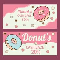 Ilustración plana de donas, pancartas, marketing y tienda utilizada para impresión, aplicación, web, publicidad, etc. vector